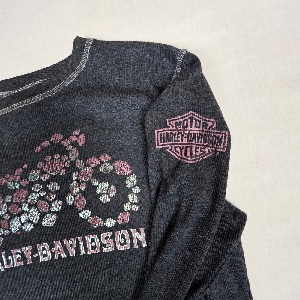 Harley-Davidson Thermal Top Womens‎ L Charcoal Pink Barnett El Paso Biker - Picture 3 of 10